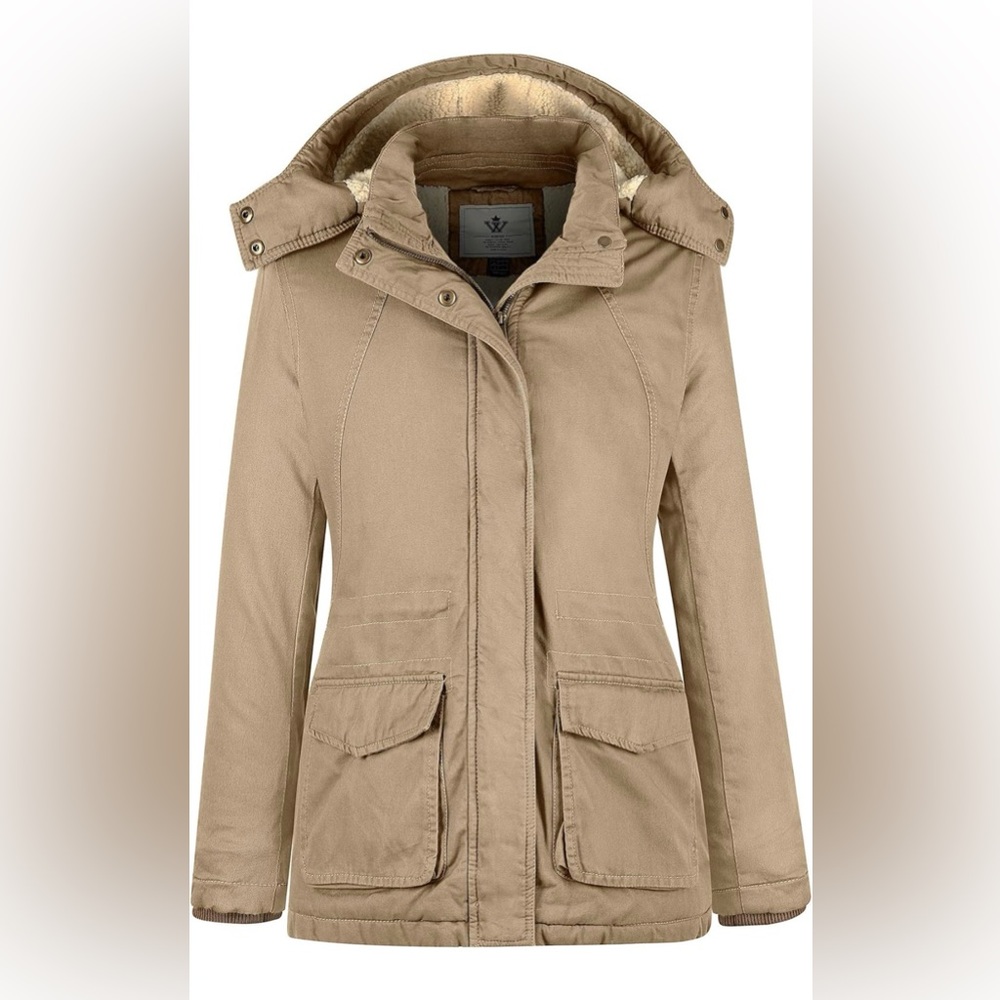 Wenven Women's Winter Warm Sherpa Lined Jacket Heavy Parka Coat with Hood - Picture 2 of 6